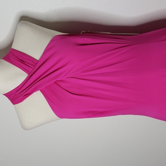 NEW Alex Marie Kensley Criss Cross Halter Gown Fuchsia Pink Goddess Castlecore - Picture 11 of 16